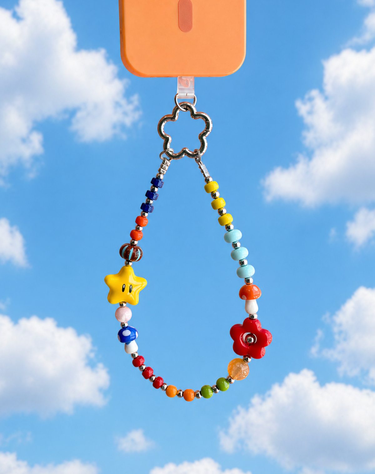 Phone lanyard star, mushroom, and flower beads Build A Caze