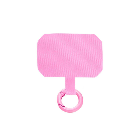 Red plastic phone case connector charm for attaching decorative straps, keychains, and personalized accessories to mobile devices.