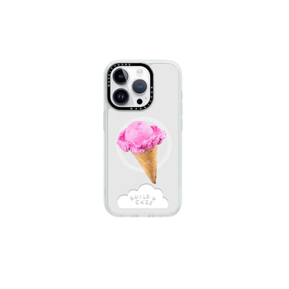Berry Me Baby Pop Grippy, a cute pink and white ice cream cone MagSafe phone holder, sweet dessert themed magnetic pop socket and phone grip accessory.