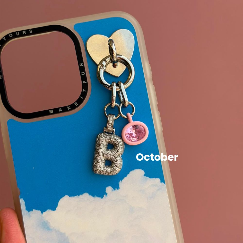 October pink birthstone cell phone charm phone accessory charm Build A Caze