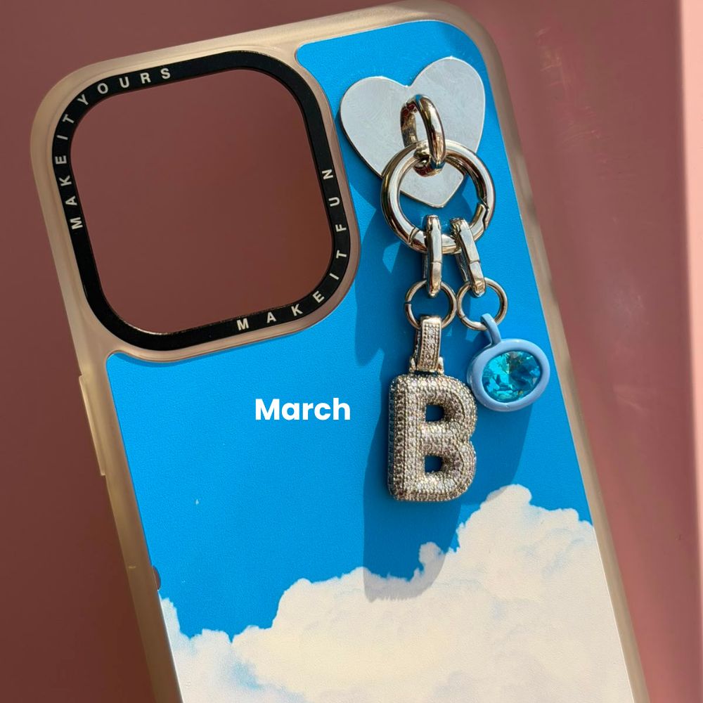 March light blue birthstone phone charm cute phone charms for women Build A Caze
