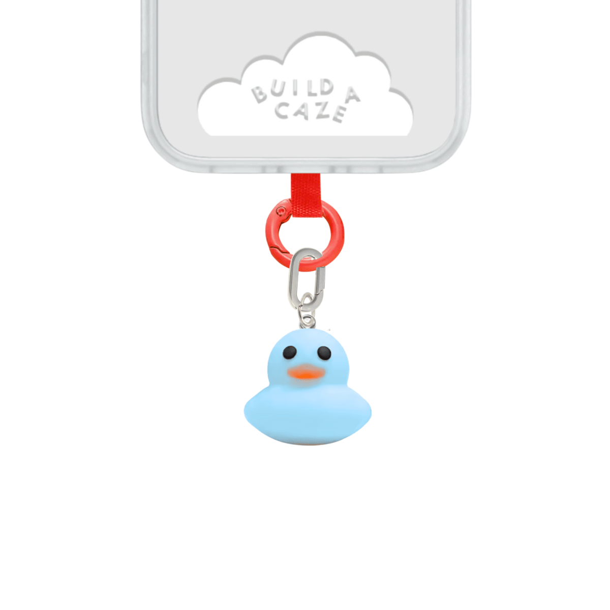 Adorable blue duck phone charm featuring a cute winter theme, perfect for Y2K aesthetic mobile accessories, phone case decorations, and seasonal tech straps by Build a Caze.