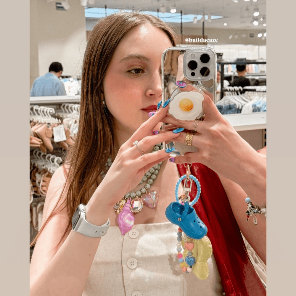 Blue Mini Sandal cute character charm with silver clip cute keychain phone accessory Build A Caze