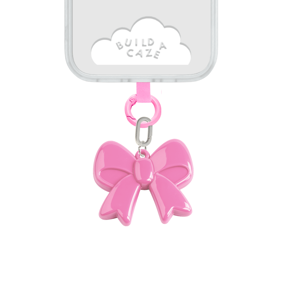 pink sculptural pink bow charm for phone, mix and match accessories Build a Caze
