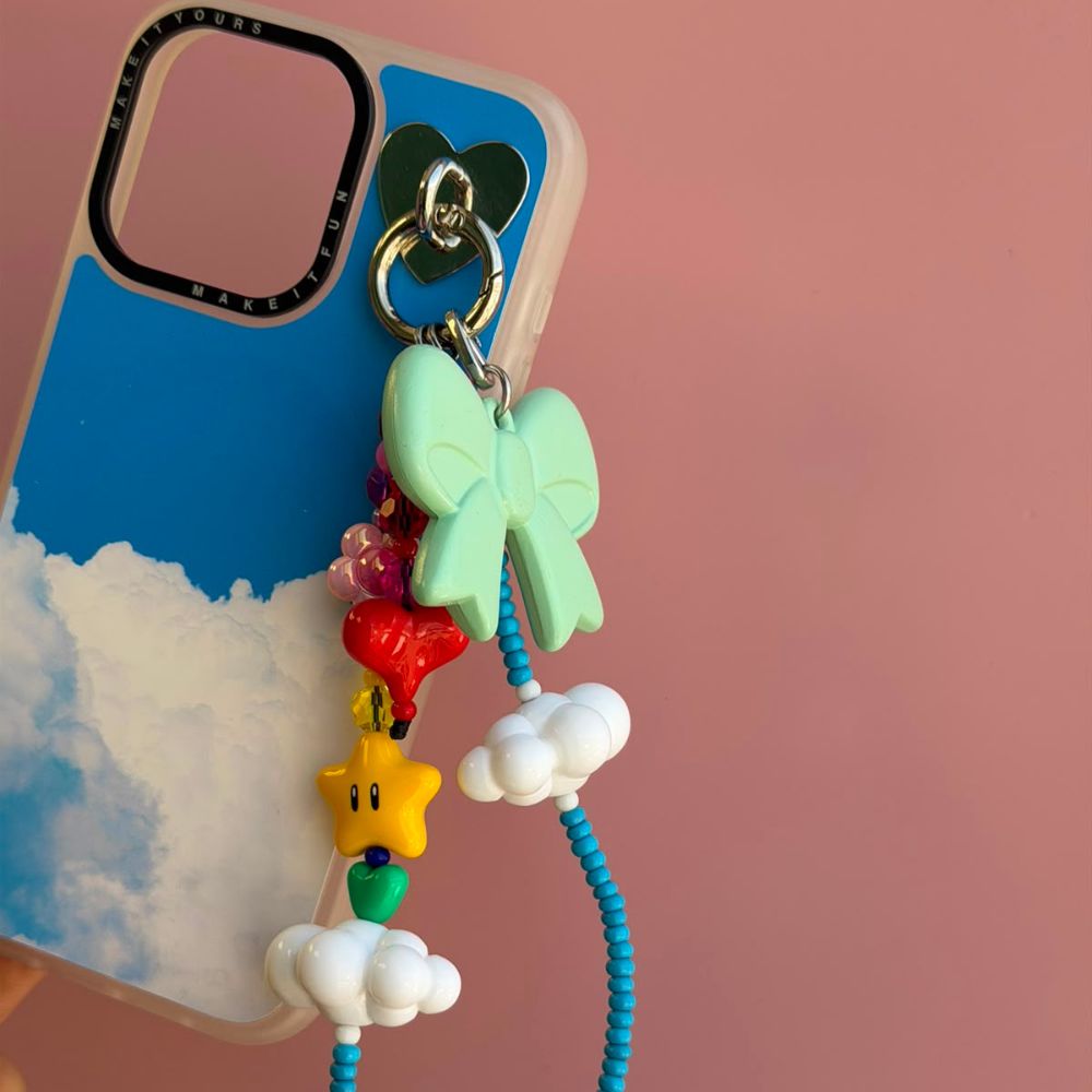 Mint green bow phone charm cute phone charms for women colorful phone accessories Build A Caze