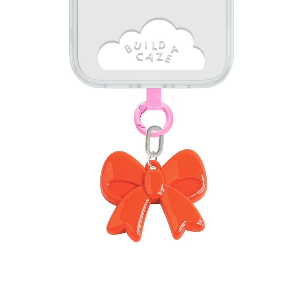 Orange bow phone charm cell phone charm glossy cute phone charms for women Build A Caze