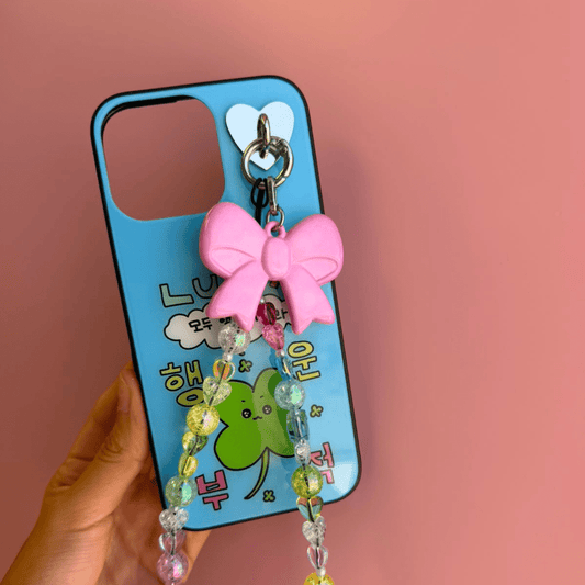 pink sculptural pink bow charm on a blue phone case, charm for phone, mix and match accessories Build a Caze