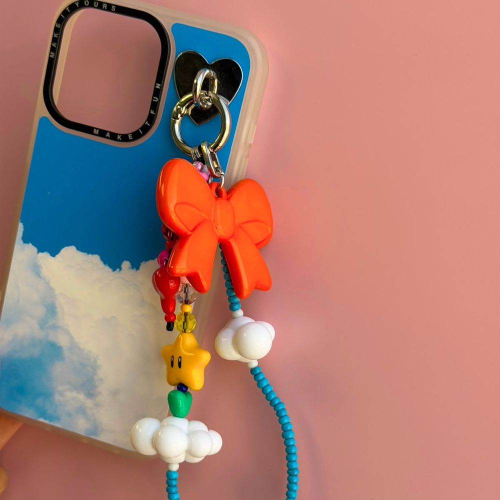 Rainbow beaded phone wrist strap star cloud charms cute phone wrist strap for women Build A Caze