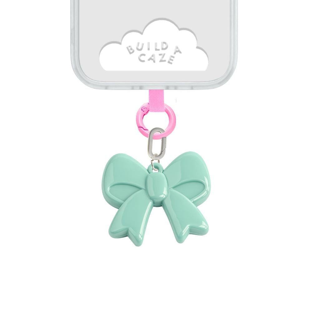 Mint green bow phone charm cell phone charm glossy cute phone charms for women Build A Caze