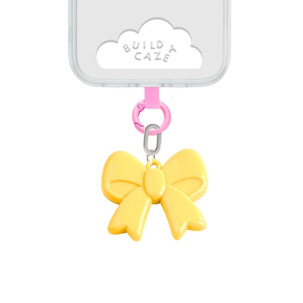 Yellow bow phone charm cell phone charm glossy cute phone charms for women Build A Caze