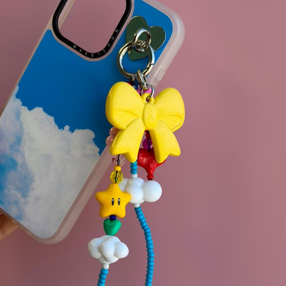 Yellow bow phone charm phone accessory charm colorful beaded strap Build A Caze