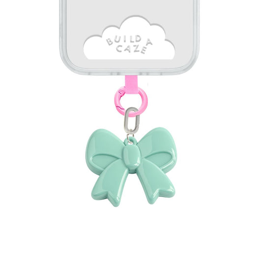 Mint green bow phone charm cell phone charm glossy cute phone charms for women Build A Caze