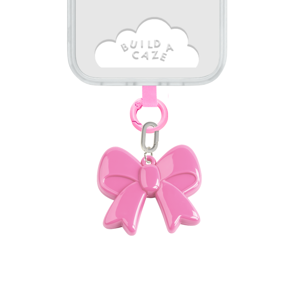 pink sculptural pink bow charm for phone, mix and match accessories Build a Caze