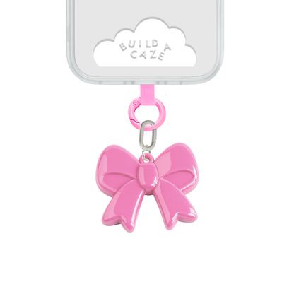 pink sculptural pink bow charm for phone, mix and match accessories Build a Caze