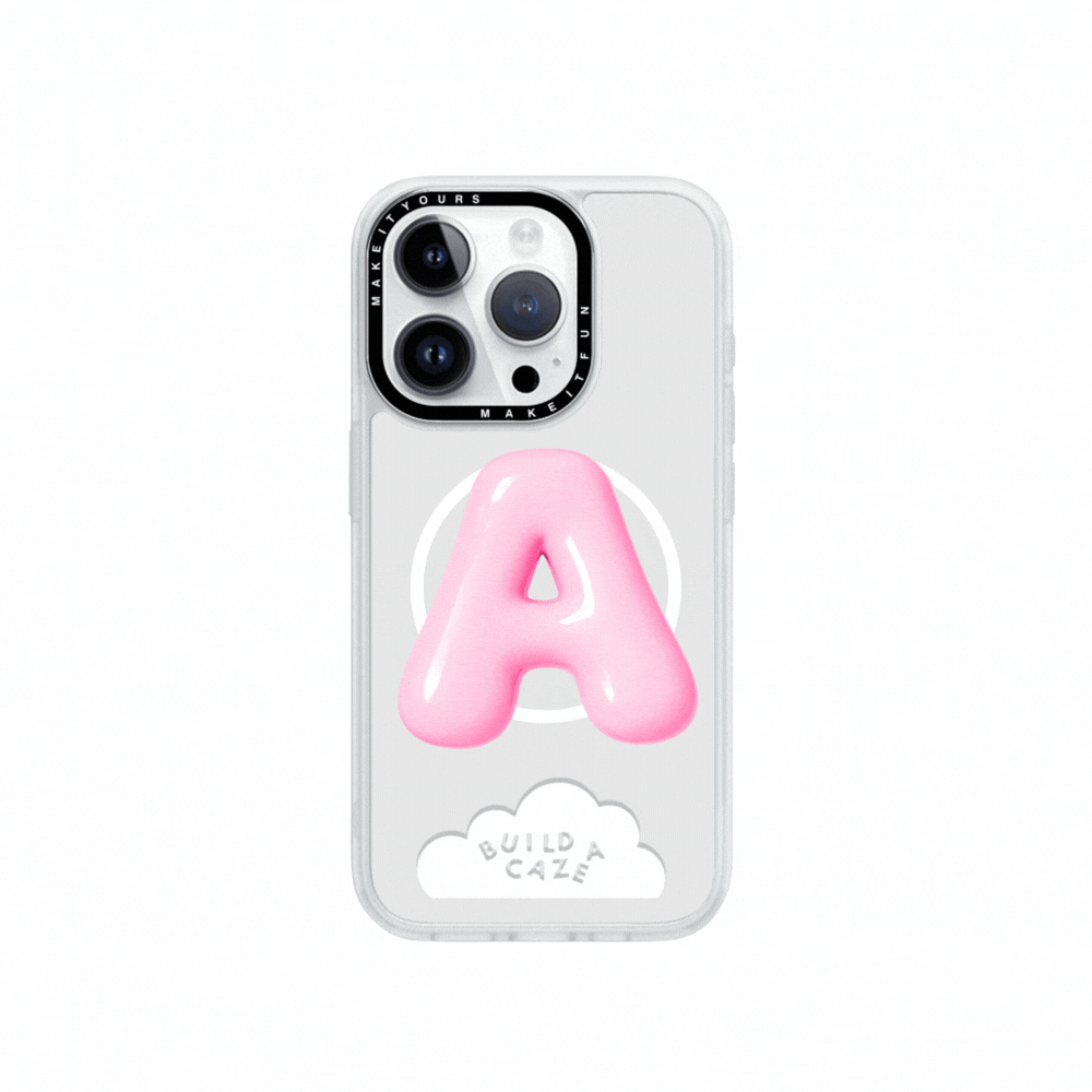 Pink bubble letter magnetic phone grip MagSafe compatible custom initial Build A Caze