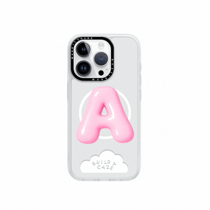 Pink bubble letter magnetic phone grip MagSafe compatible custom initial Build A Caze