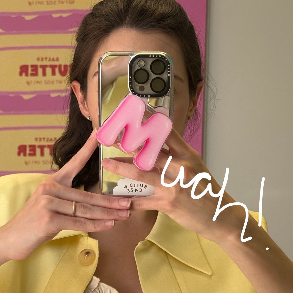 Pink bubbly letter M magnetic phone grip strong magnetic grip sculptural 3D Build A Caze