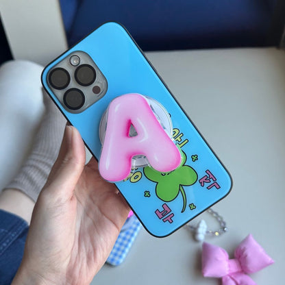 Pink 3D bubble letter magnetic phone grip works on any case cute phone accessories Build A Caze
