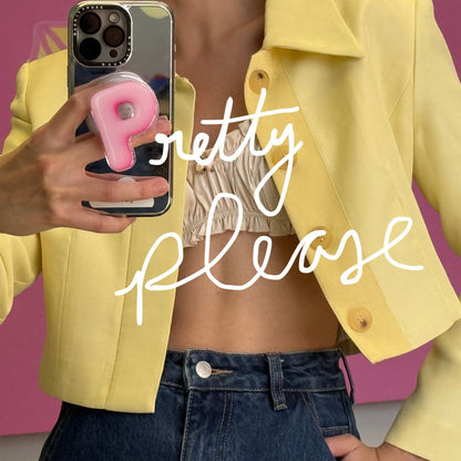 Pink 3D bubble letter P magnetic phone grip best phone grip for women Build A Caze