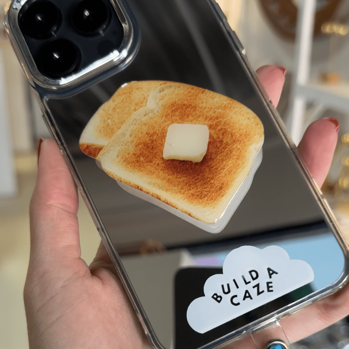 Butter My Bread toast-shaped MagSafe pop holder, cute bread and butter magnetic pop socket and phone grip accessory.