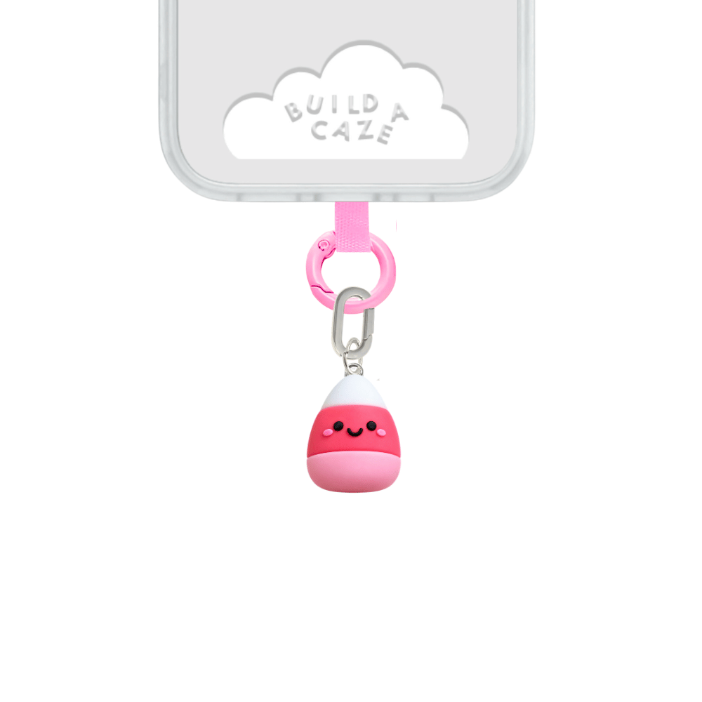 Pink candy phone charm that clip on case design Build A Caze