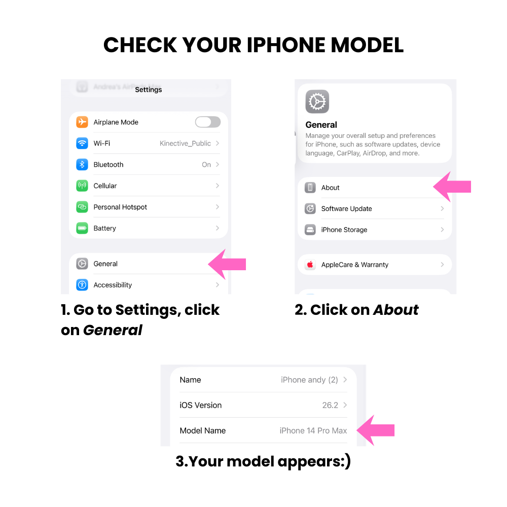 Instructions on how to check your iPhone model