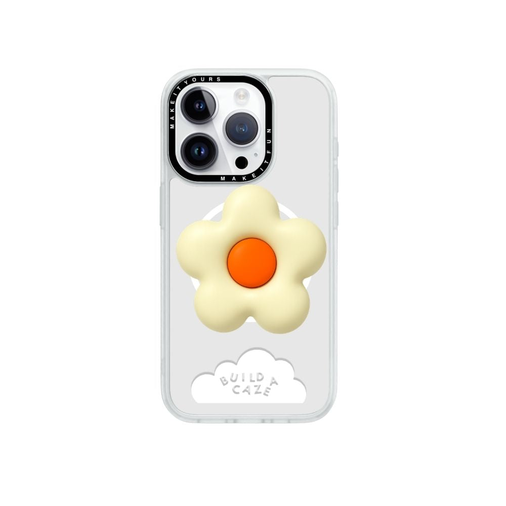 Light yellow 3D flower magnetic phone grip thick petals floral shape Build A Caze