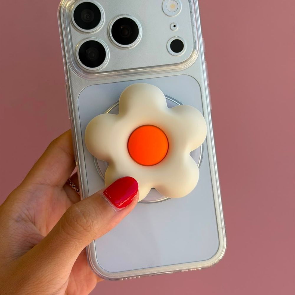 Light yellow flower magnetic phone grip best phone grip for women Build A Caze