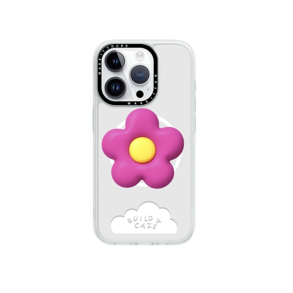 Purple 3D flower magnetic phone grip textured floral shape Build A Caze