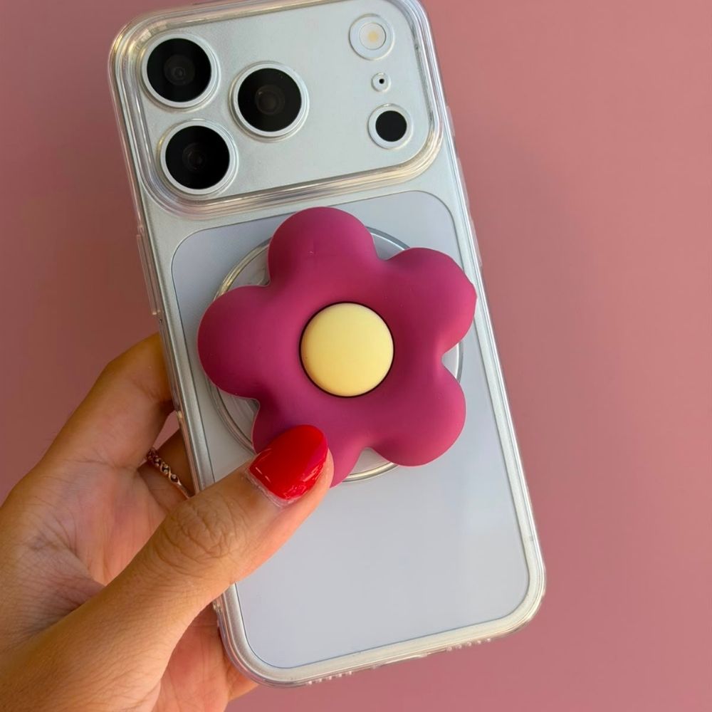 Purple flower magnetic phone grip works on any case 3D design Build A Caze