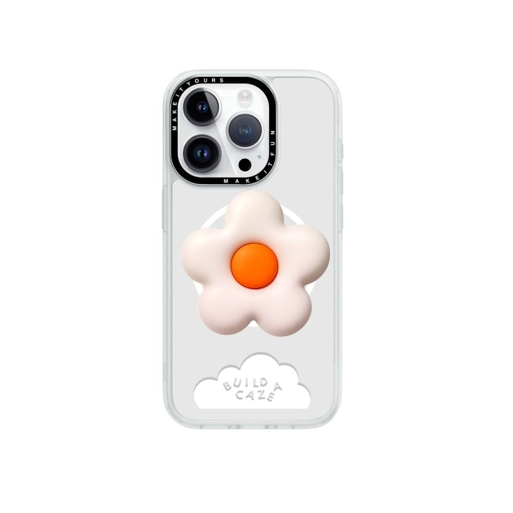 White 3D flower magnetic phone grip rounded petals floral shape Build A Caze