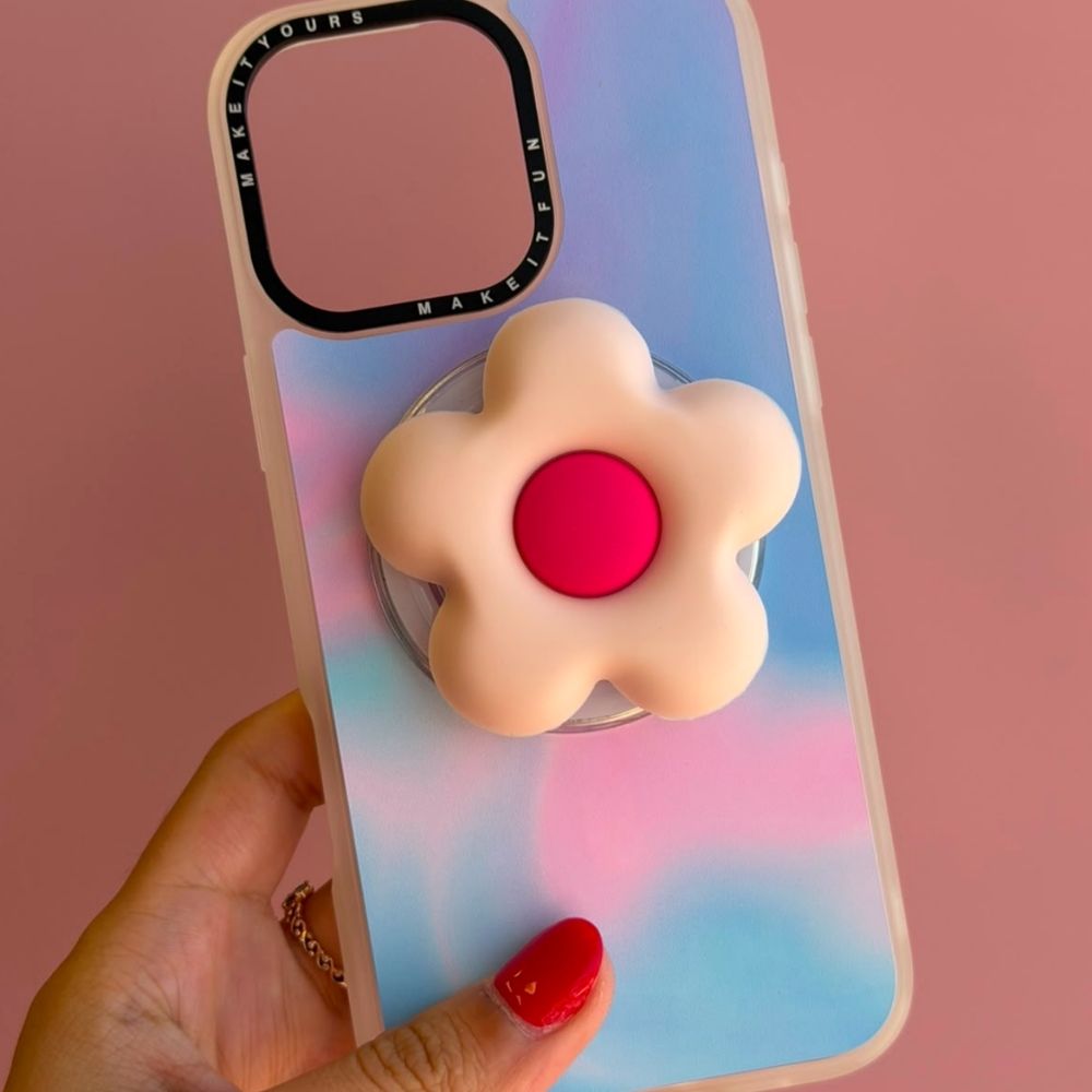Light pink flower magnetic phone grip works on any case 3D design Build A Caze