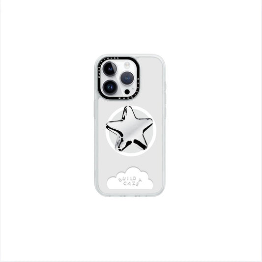 Chrome Star Pop Grippy, silver chrome star MagSafe pop holder, magnetic pop socket and phone grip accessory.