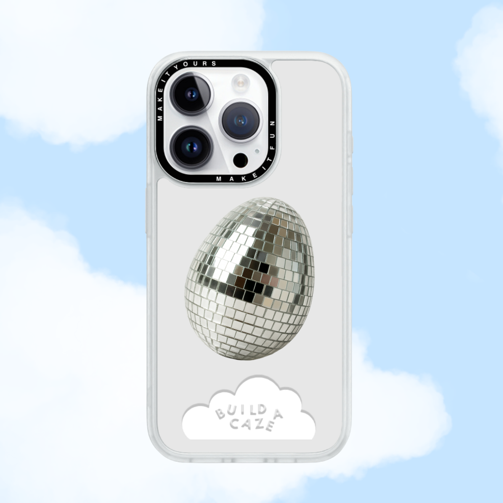 groovy holographic disco easter egg magsafe pop holder, silver magnetic pop socket and phone grip accessory.
