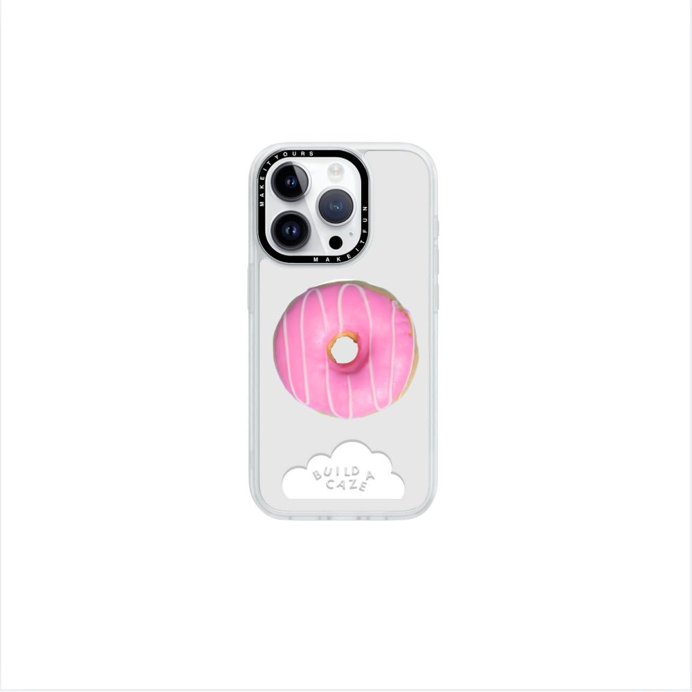 Dough-not Glaze Me donut phone grip, pink glazed doughnut MagSafe pop holder, cute food themed magnetic pop socket and mobile accessory.