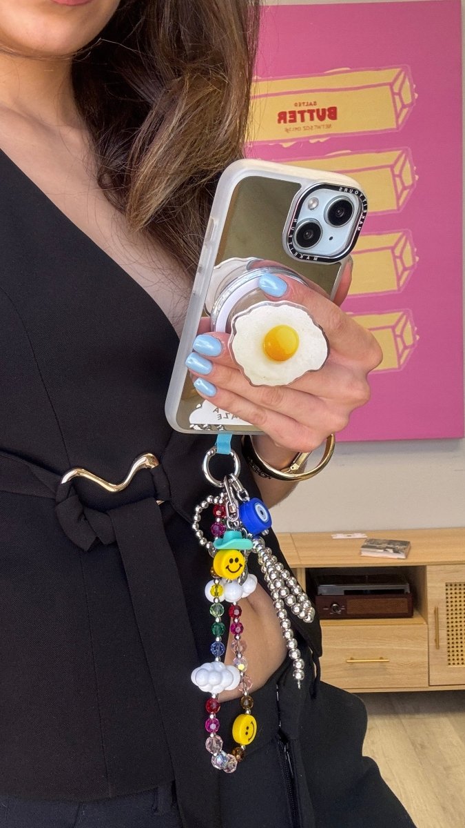Eggscellent easter egg MagSafe pop holder, cute colorful egg pattern magnetic pop socket and phone grip accessory.