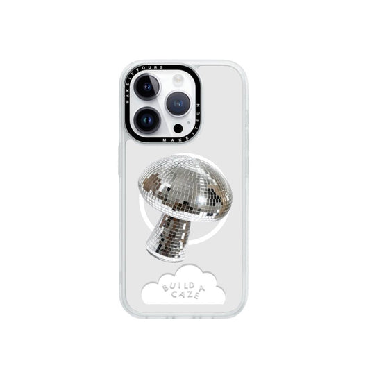 Silver disco ball mushroom magnetic phone grip MagSafe compatible Build A Caze