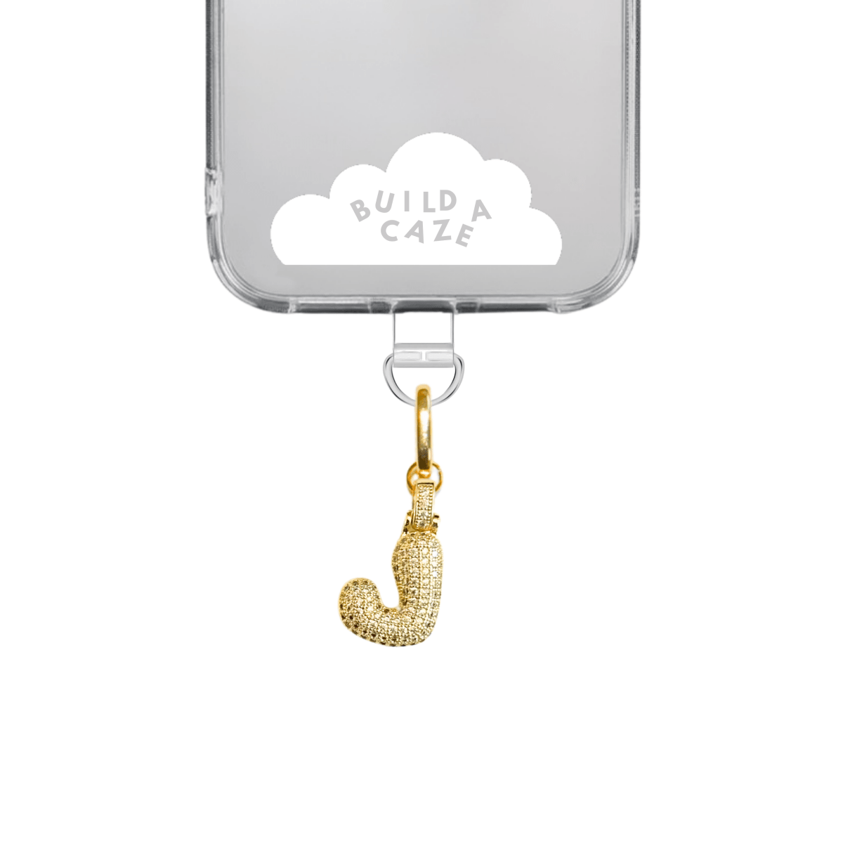 Gold Chunky Initial Letter Charmie, a personalized metallic letter A phone charm and custom tech accessory for Y2K style mobile phone cases by Build a Caze.