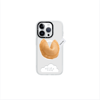Fortune cookie shaped MagSafe pop holder, beige and brown magnetic pop socket and phone grip accessory for good vibes and daily inspiration.