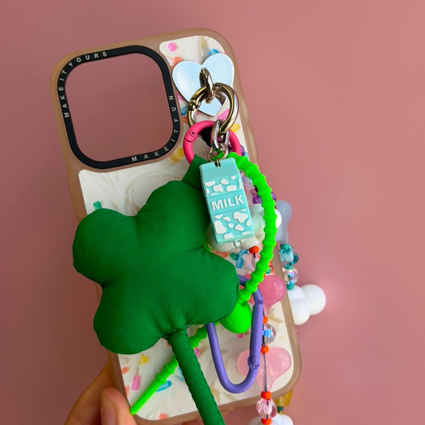 Mint blue milk carton phone charm phone charms that clip on case Build A Caze