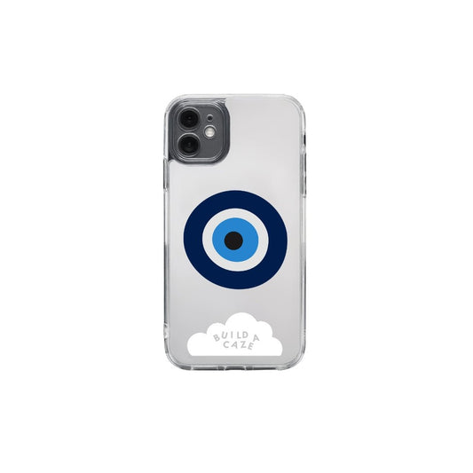 Mystic blue eye MagSafe pop holder, white and blue magnetic pop socket and phone grip accessory.