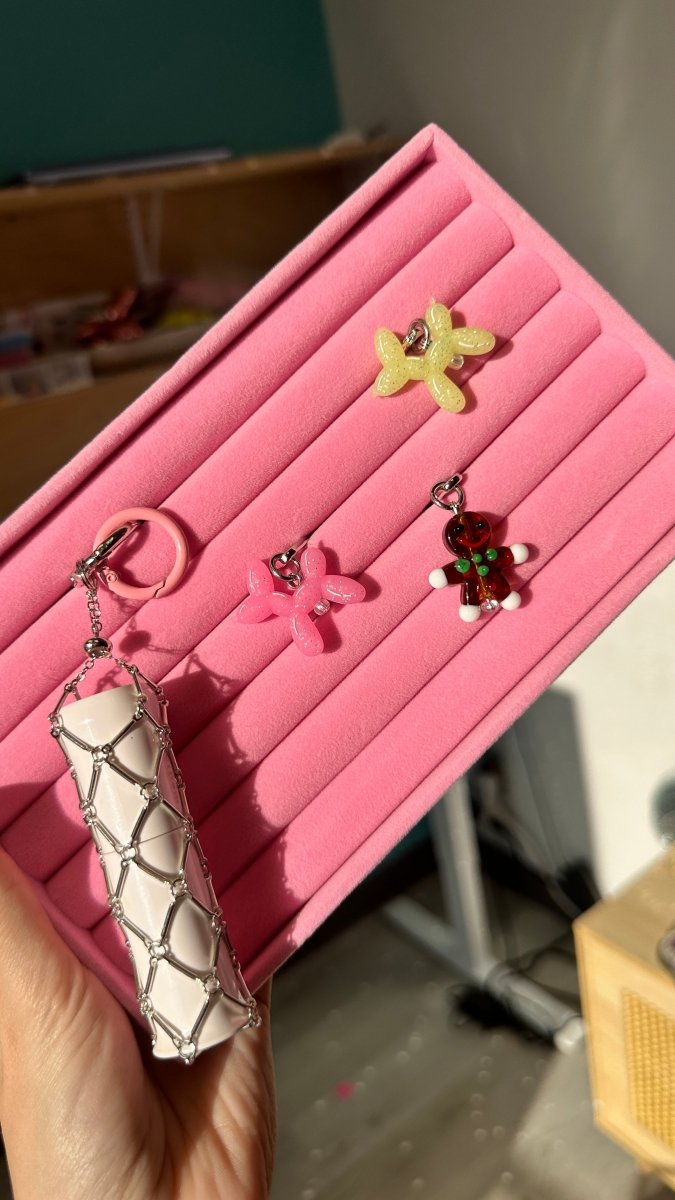 Adorable pink ginger cat phone charm, cute Gingin 3D kitten mobile accessory and aesthetic tech decoration for phone cases by Build a Caze.
