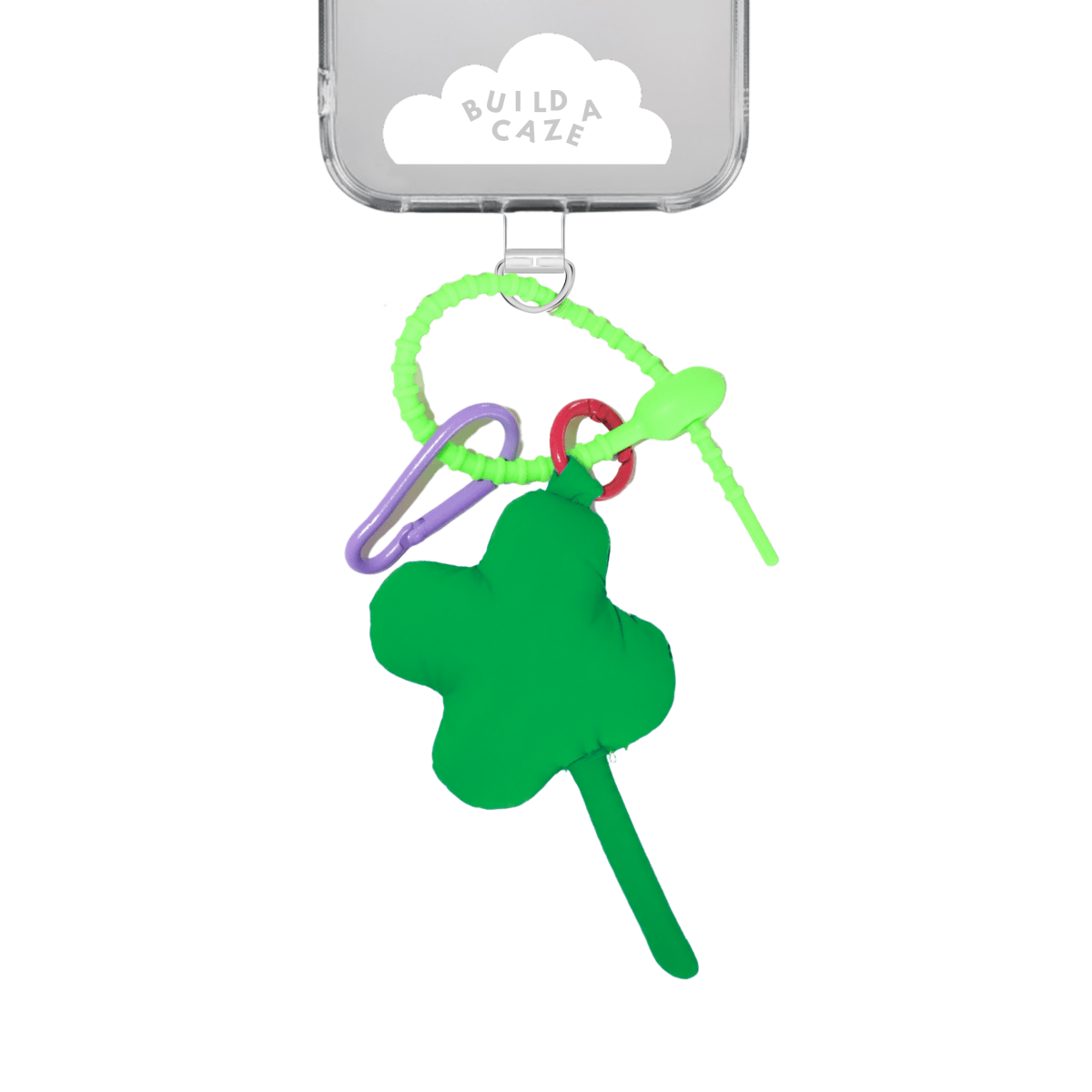 Green Four-Leaf Clover blue aesthetic keychain for women Build A Caze