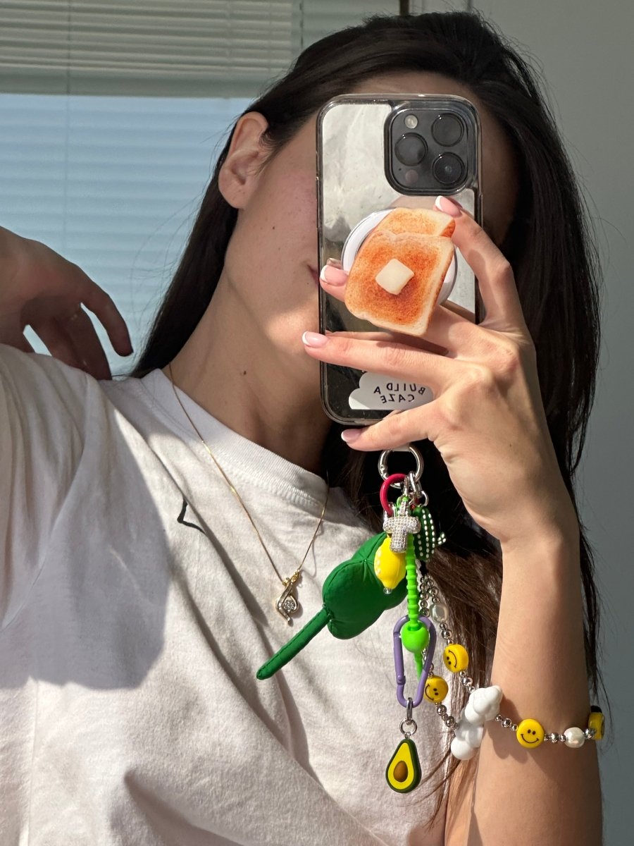 Phone lanyard cute white cloud charms and translucent beads Build A Caze
