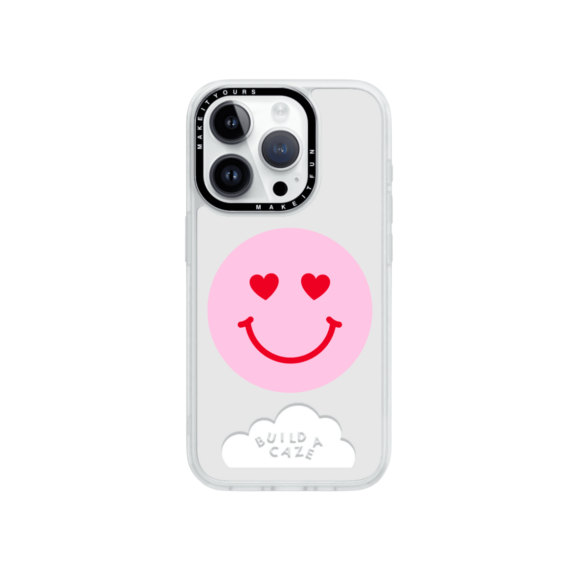 Happy Crush sparkly happy face MagSafe pop holder, pink and red magnetic pop socket and phone grip accessory.