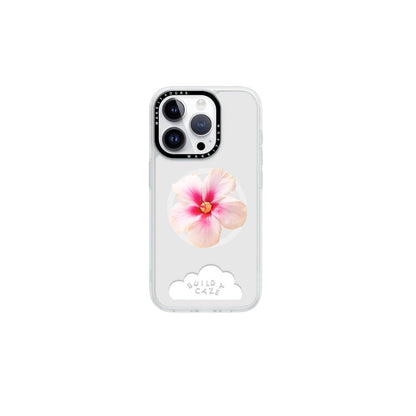Vibrant pink and fuchsia hibiscus flower MagSafe pop holder, tropical floral magnetic pop socket and phone grip accessory.