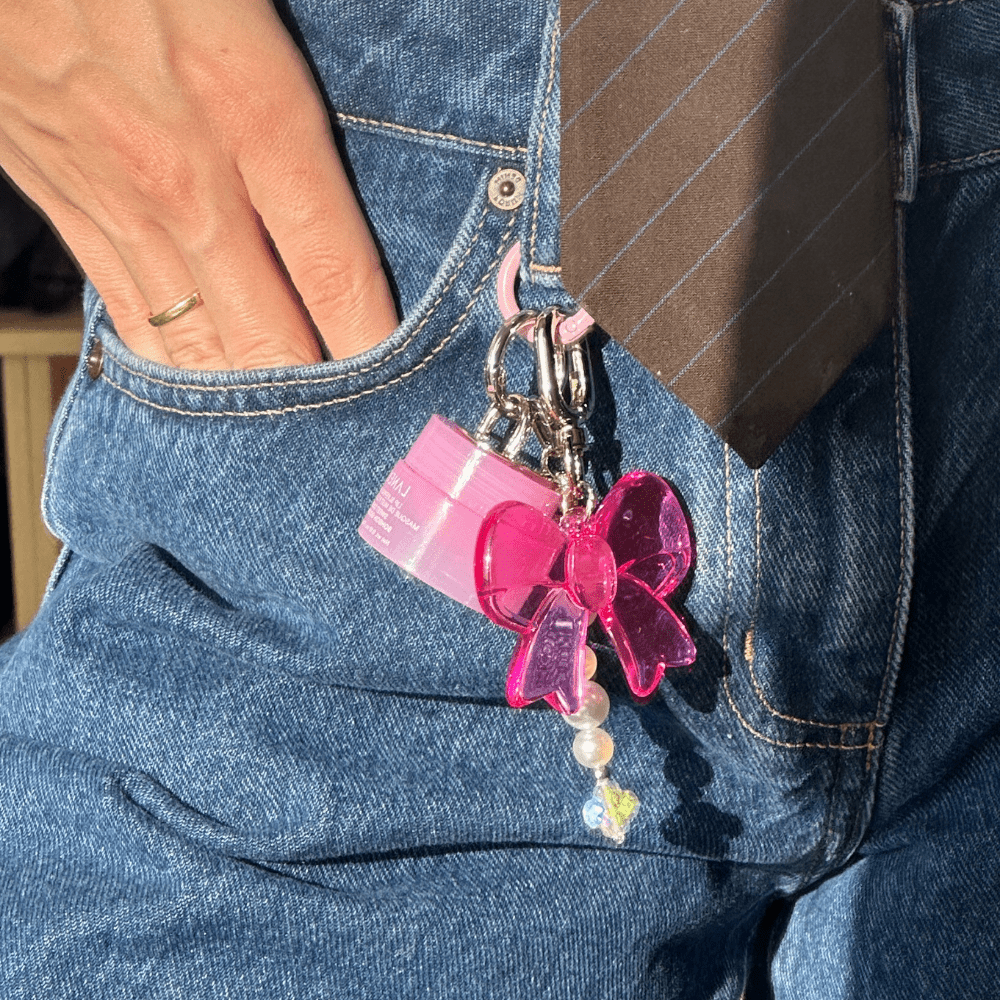 Hot Pink Baby Bow U Keychain