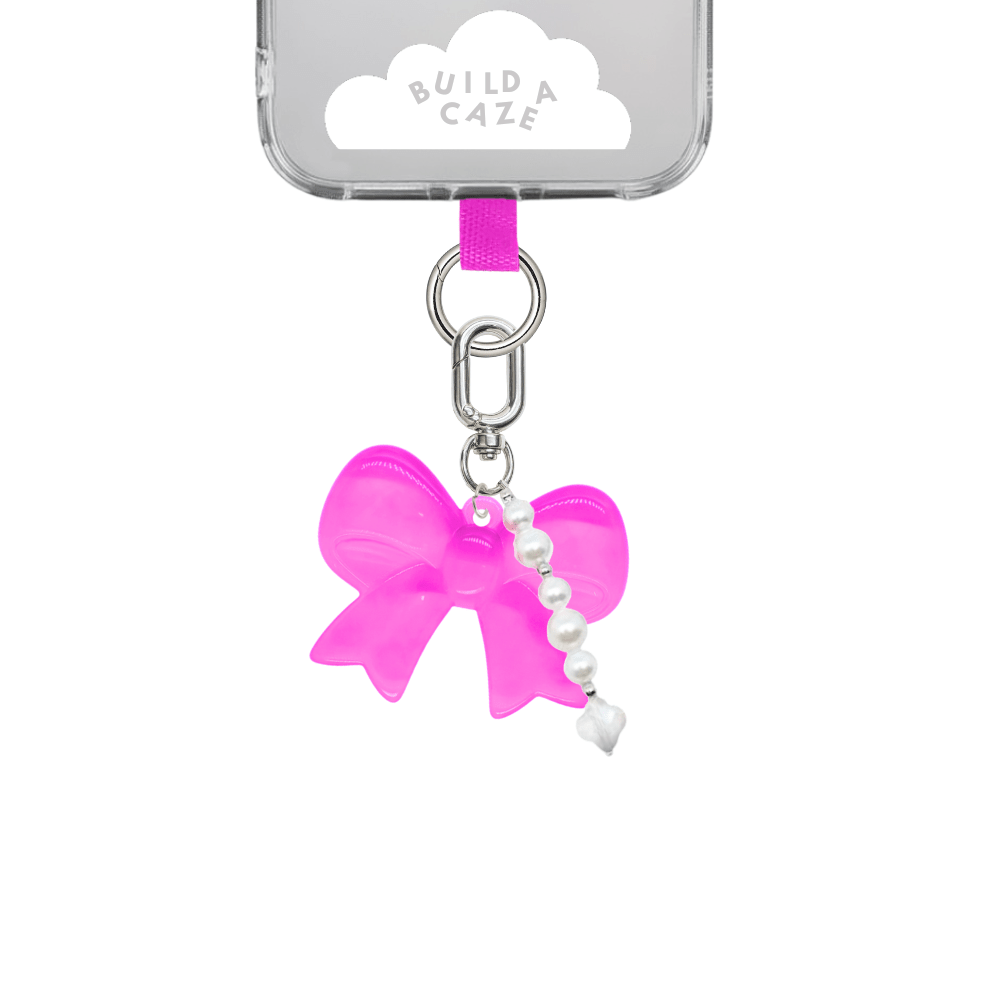 Hot Pink Baby Bow pearls cute keychain charm accent Build A Caze