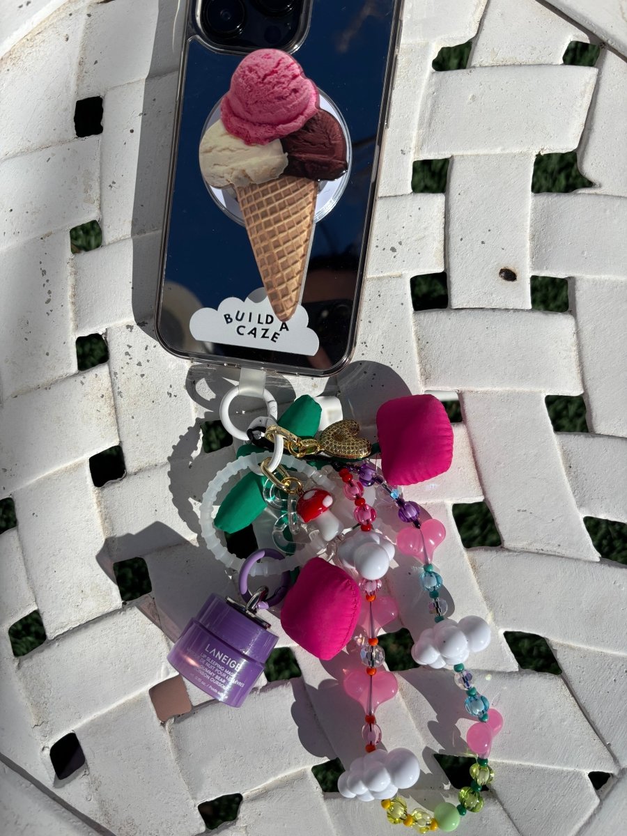 Quirky ice cream pop holder, cute summer dessert themed MagSafe magnetic pop socket and phone grip accessory.