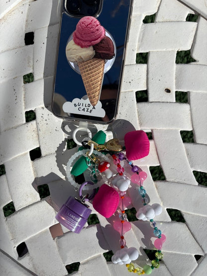 Quirky ice cream pop holder, cute summer dessert themed MagSafe magnetic pop socket and phone grip accessory.